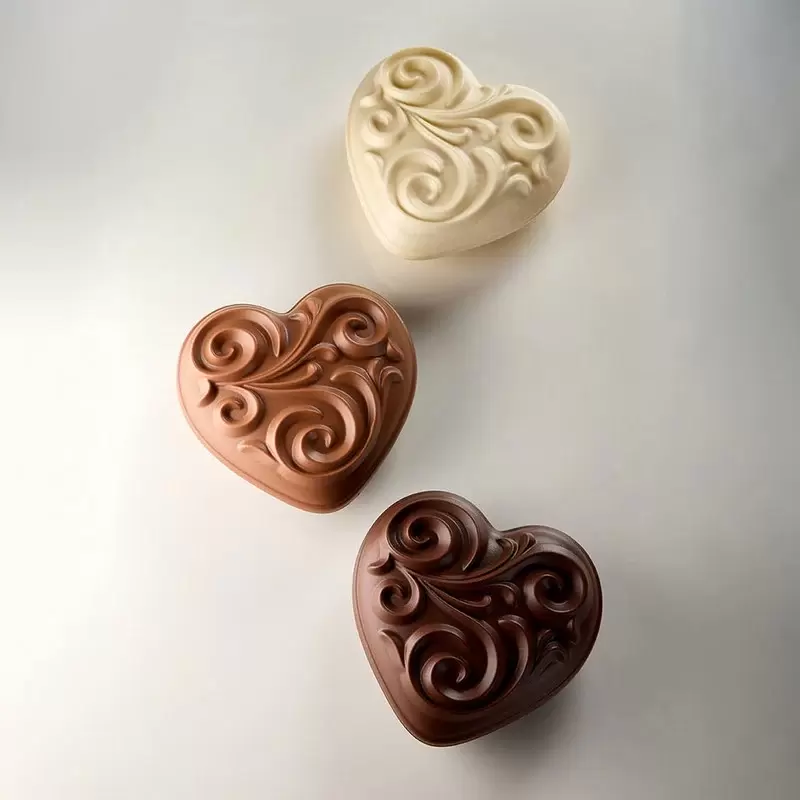 Pavoni Thermoformed Chocolate Baroque Hearts Mold - 150 mm x 150 mm × h 65 mm - 200 gr - 2 pcs