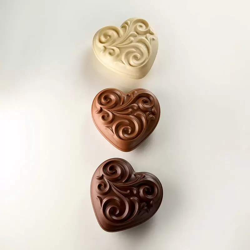 Pavoni Thermoformed Chocolate Baroque Hearts Mold - 150 mm x 150 mm × h 65 mm - 200 gr - 2 pcs