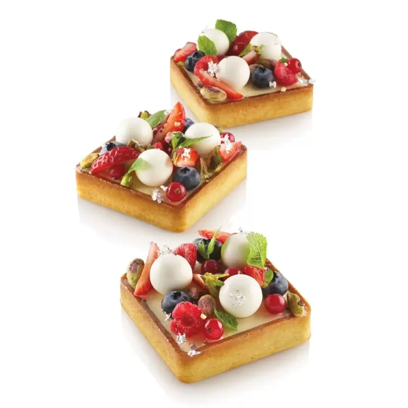 Silikomart Professional Square Tart Ring - 80mm x 80mm x h 20mm - 6pcs