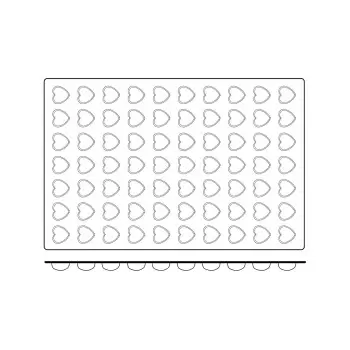 Silikomart Professional SQ032 Mini Hearts Silicone Mold - 36 mm x 39 mm x h 16 mm - 70 cavity - 11 ml