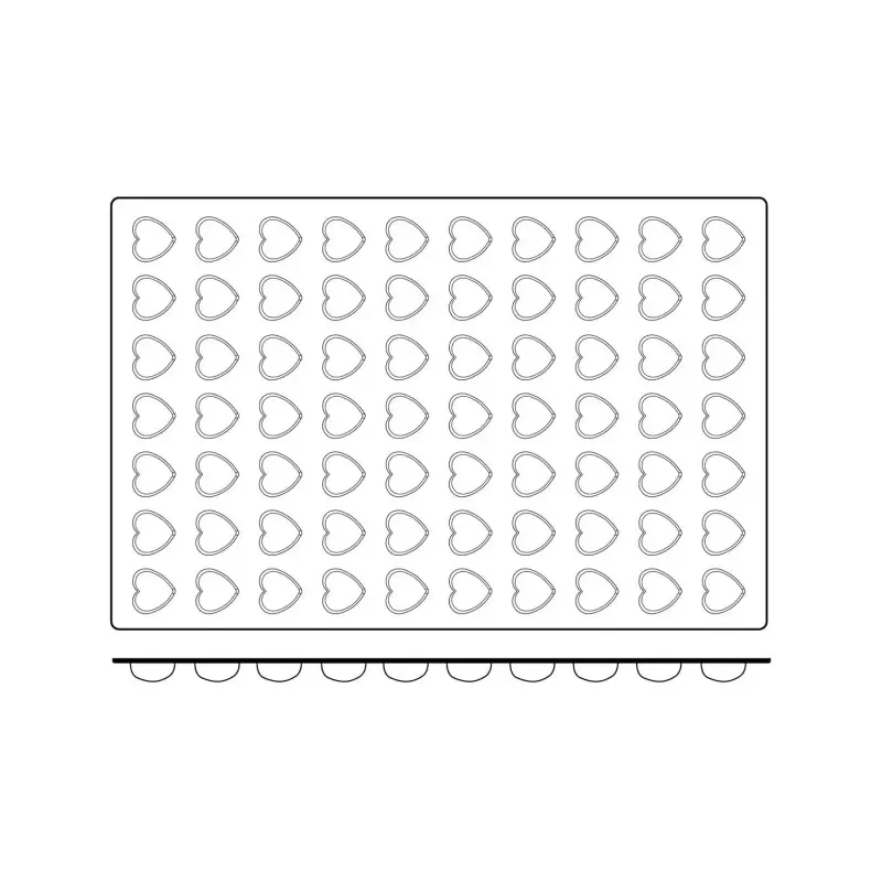 Silikomart Professional SQ032 Mini Hearts Silicone Mold - 36 mm x 39 mm x h 16 mm - 70 cavity - 11 ml