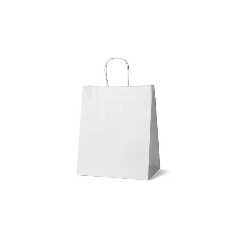 White Elegant Paper Shopper Bags - Large - 14'' x 10'' x 16'' - Pack of 250