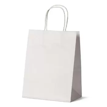 White Elegant Paper Shopper Bags - Medium - 10'' x 6.75'' x 12'' - Pack of 250