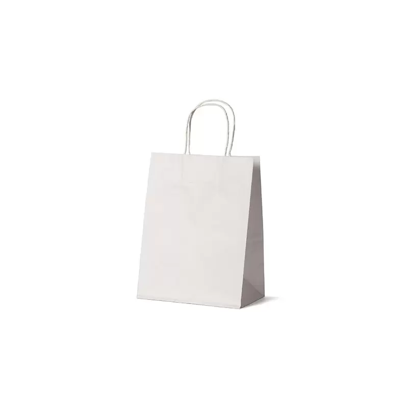 White Elegant Paper Shopper Bags - Medium - 10'' x 6.75'' x 12'' - Pack of 250