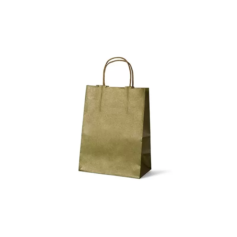 Gold Elegant Paper Shopper Bags - Small - 7.75'' x 4.75'' x 9.75'' - Pack of 250