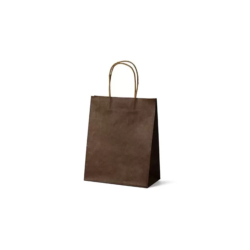 Brown Elegant Paper Shopper Bags - Small - 7.75'' x 4.75'' x 9.75'' - Pack of 250