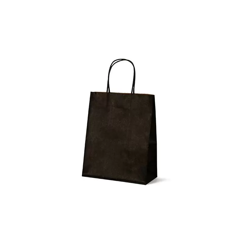 Black Elegant Paper Shopper Bags - Small - 7.75'' x 4.75'' x 9.75'' - Pack of 250