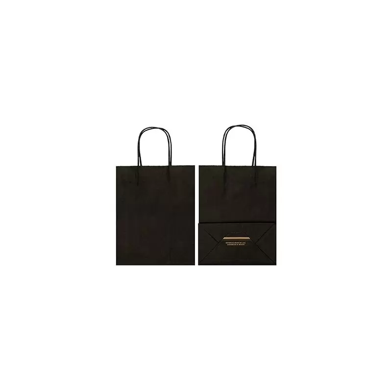 Black Elegant Paper Shopper Bags - Small - 7.75'' x 4.75'' x 9.75'' - Pack of 250