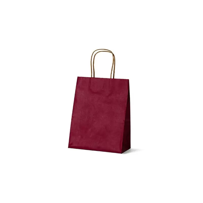 Burgundy Elegant Paper Shopper Bags - Small - 7.75'' x 4.75'' x 9.75'' - Pack of 250