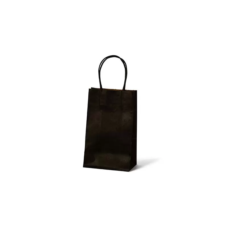 Black Elegant Paper Shopper Bags - Petite - 5.5'' x 3.25'' x 8.5'' - Pack of 250