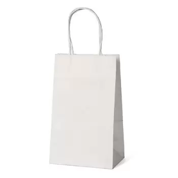 White Elegant Paper Shopper Bags - Petite - 5.5'' x 3.25'' x 8.5'' - Pack of 250