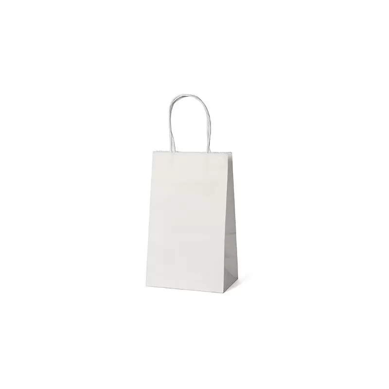 White Elegant Paper Shopper Bags - Petite - 5.5'' x 3.25'' x 8.5'' - Pack of 250