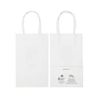 White Elegant Paper Shopper Bags - Petite - 5.5'' x 3.25'' x 8.5'' - Pack of 250