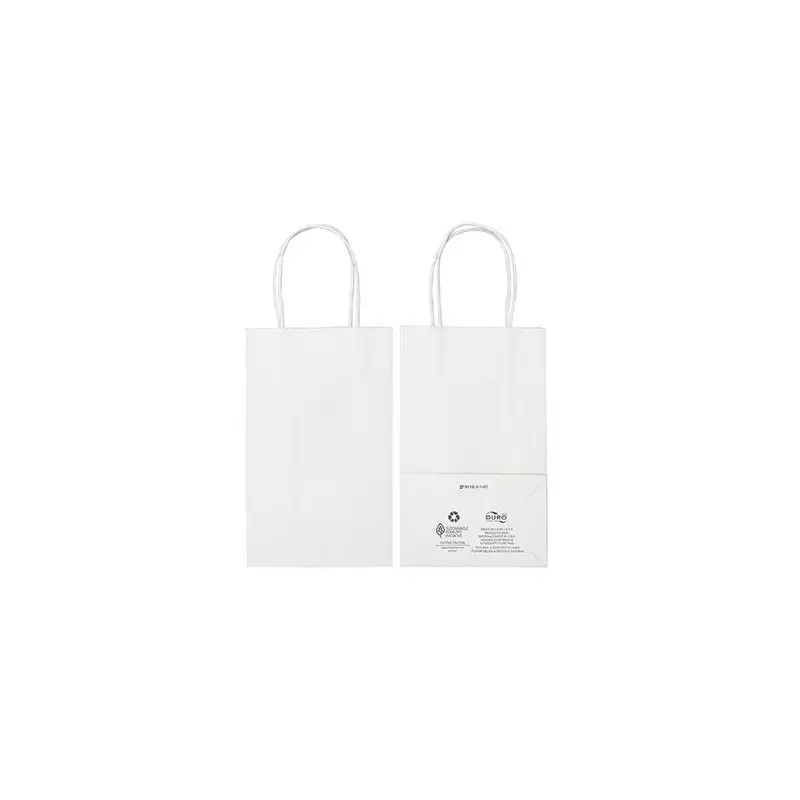 White Elegant Paper Shopper Bags - Petite - 5.5'' x 3.25'' x 8.5'' - Pack of 250