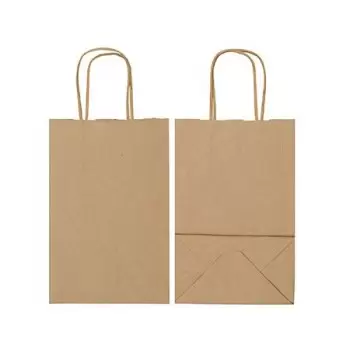 Kraft Elegant Paper Shopper Bags - Petite - 5.5'' x 3.25'' x 8.5'' - Pack of 250