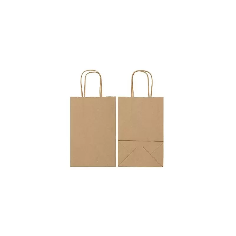 Kraft Elegant Paper Shopper Bags - Petite - 5.5'' x 3.25'' x 8.5'' - Pack of 250