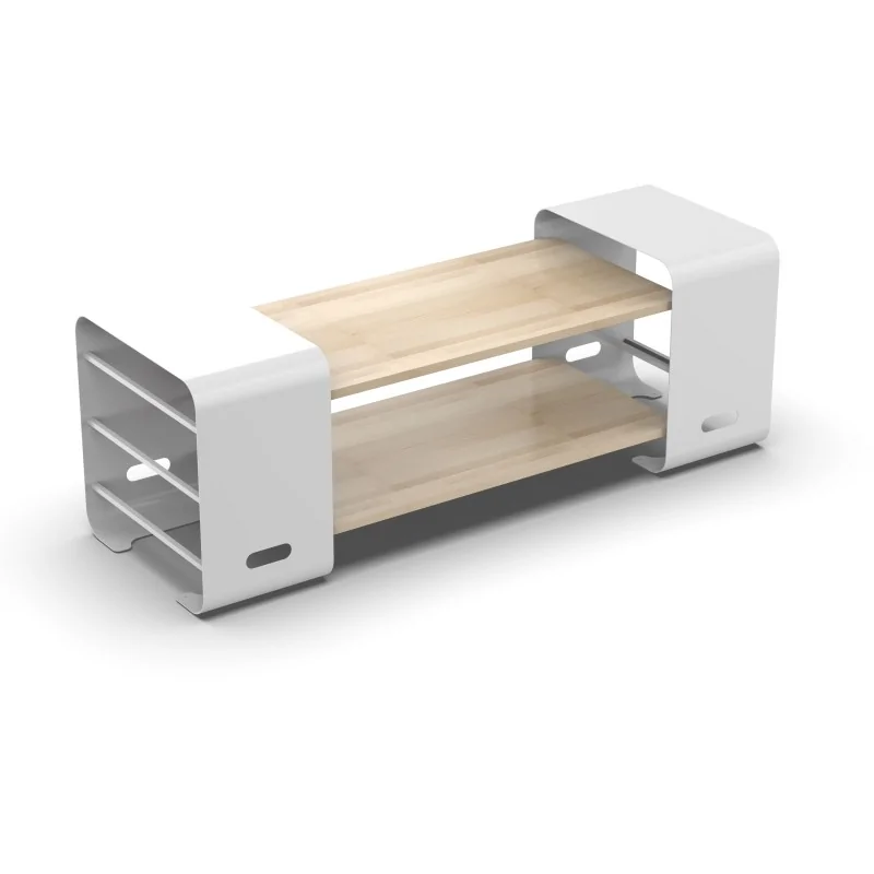 Moa Modulo Module M.21 White Modular Frame Risers with Wood Rectangle Plinths 950 mm long