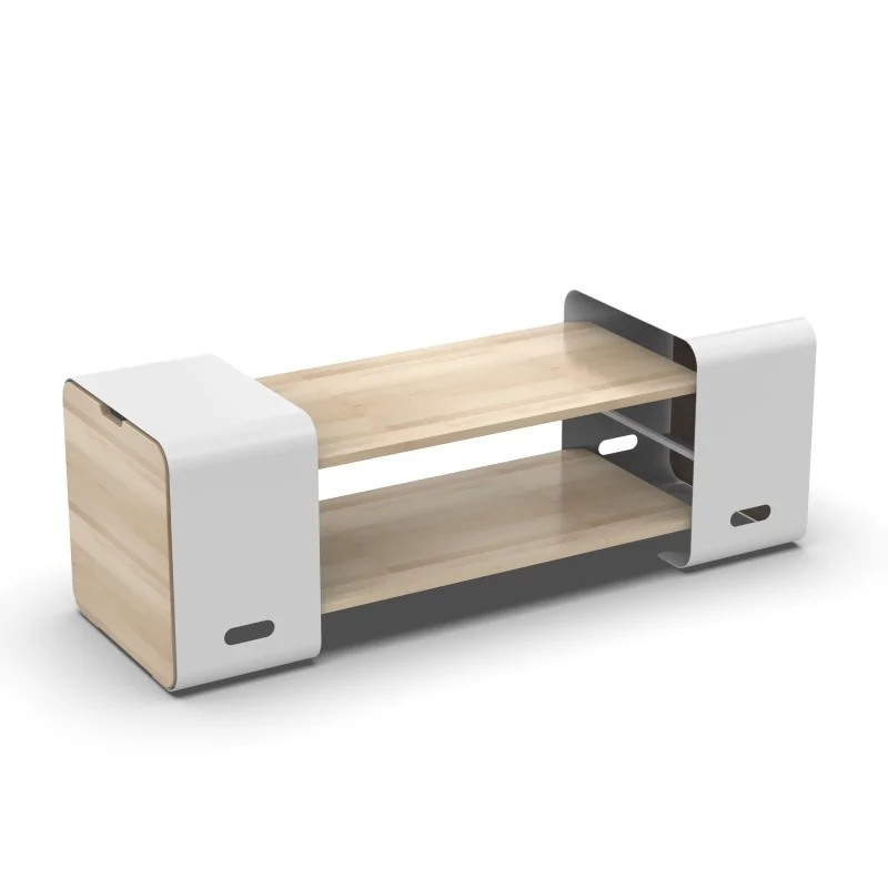 Moa Modulo Module M.21 White Modular Frame Risers with Wood Rectangle Plinths 950 mm long