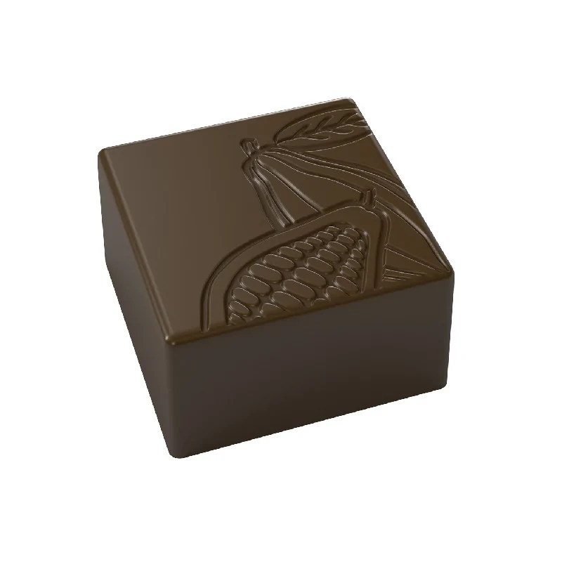 Polycarbonate Square Cocoa Pod Chocolate Praline Mold - 25mm x 25mm x 14mm - 10gr - 4x8 Cavity