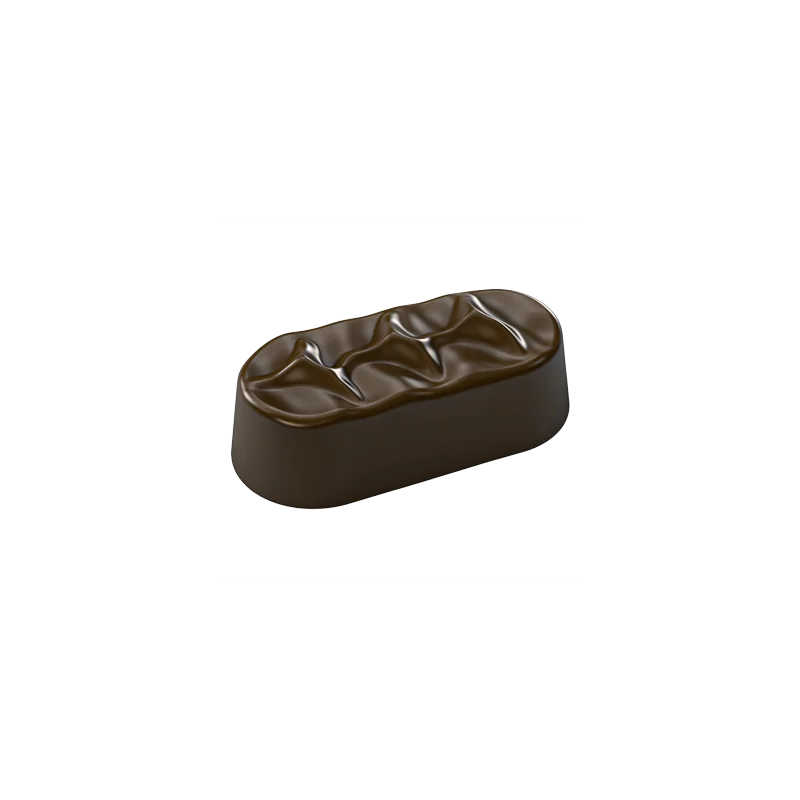 Polycarbonate Wavy Ripple Top Chocolate Snack Bar Mold - 60 mm x 29 mm x 19 mm - 26gr - 20 cavity