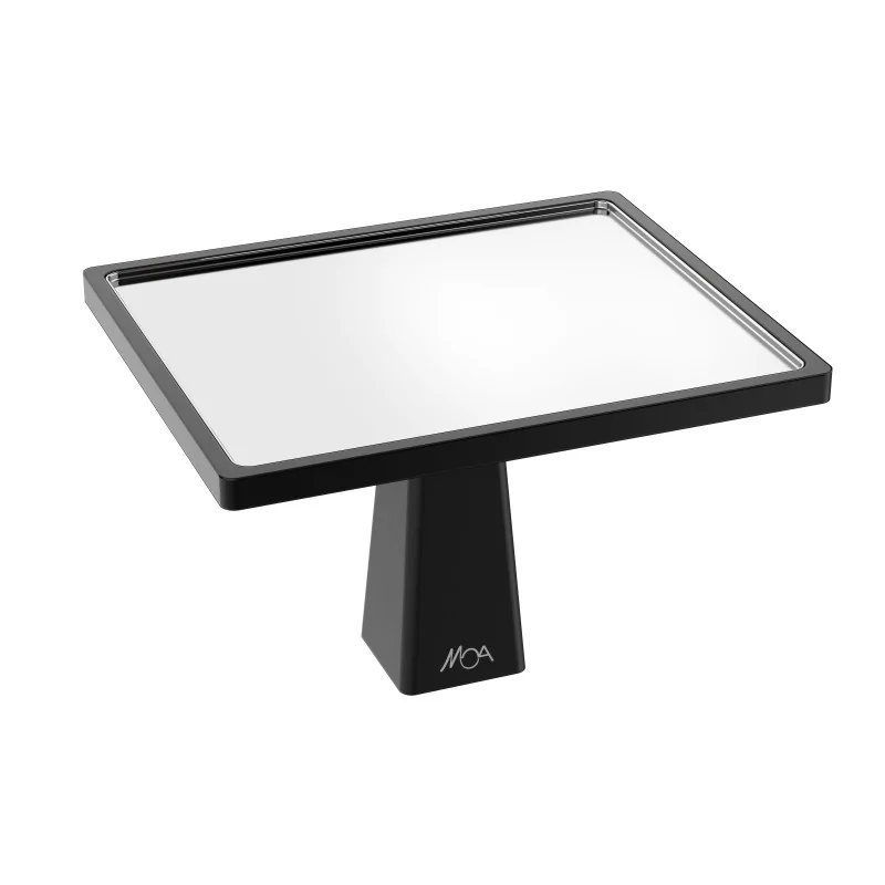 Moa Alzatina Modern Wood Display Riser 346x286 H.220 Black with Elements Modern Stainless Steel Tray