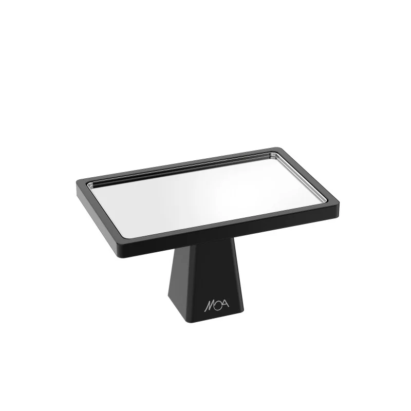 Moa Alzatina Modern Wood Display Riser 248x182 H.160 Black with Elements Modern Stainless Steel Tray