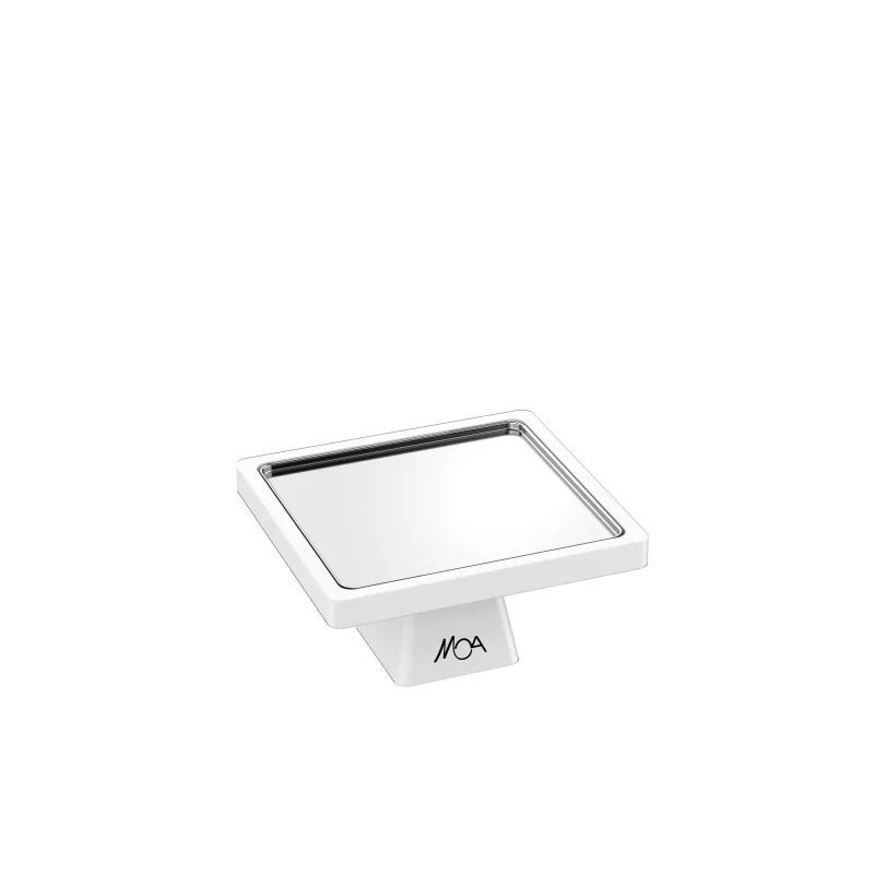 Moa Alzatina Modern Wood Display Riser 196x182 H.100 White with Elements Modern Stainless Steel Tray