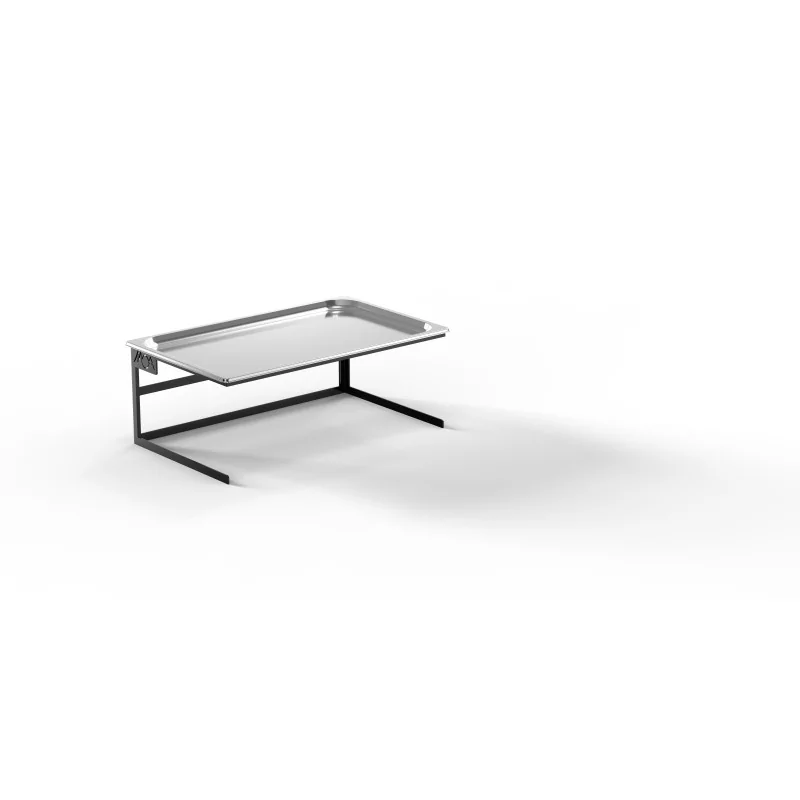 Moa Alzata Modern Minimalist Line Black Steel Frame Riser GN 1/1 H.200 with Stainless Steel Tray GN 1/1 Tray H.20