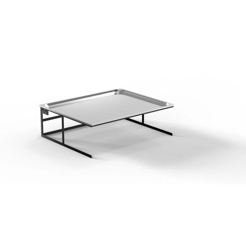 Moa Alzata Modern Minimalist Line Black Steel Frame Riser GN 2/1 H.200 with Stainless Steel Tray GN 2/1 H.20