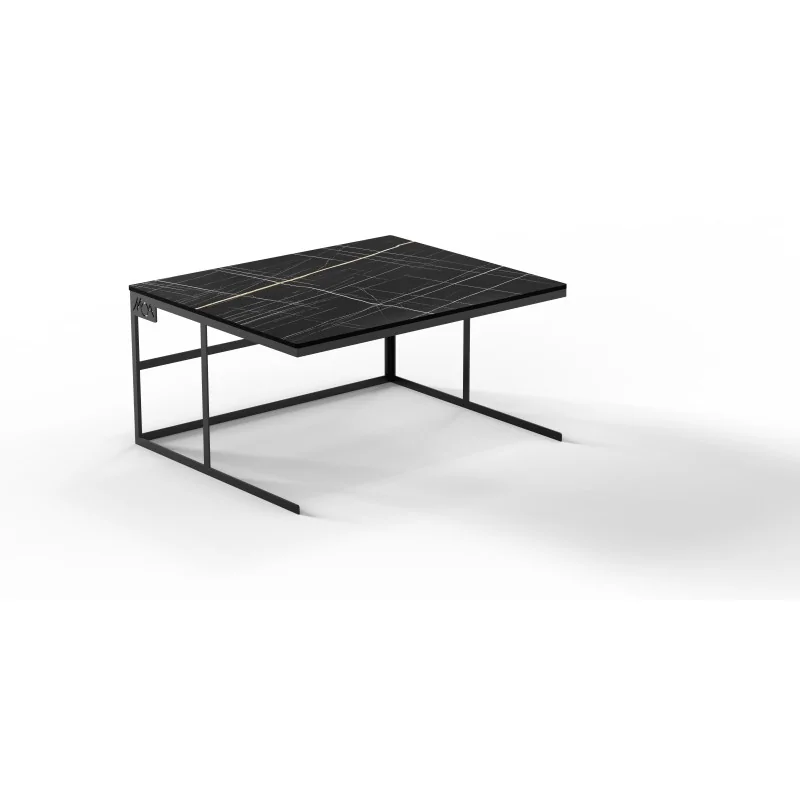 Moa Alzata Modern Minimalist Line Black Steel Frame Riser GN 2/1 H.300 with Resin Cutting Board