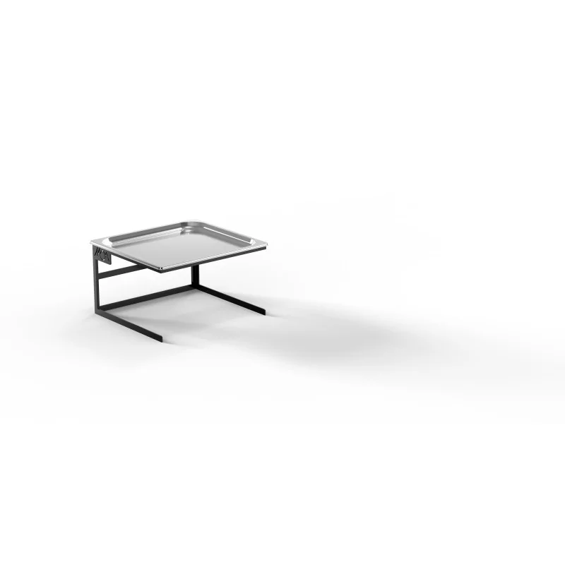 Moa Alzata Modern Minimalist Line Black Steel Frame Riser GN 2/3 H.200 with Stainless Steel Tray GN 2/3 H.20