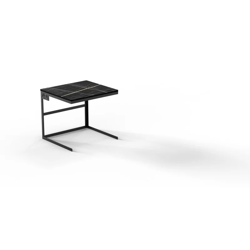 Moa Alzata Modern Minimalist Line Black Steel Frame Riser GN 2/3 H.300 with Resin Cutting Board