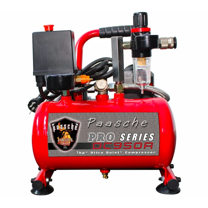 1 HP Oilless Ultra Quiet Compressor with Tank, Regulator and Moisture Trap - 4 Airbrushes Out