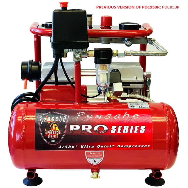 1 HP Oilless Ultra Quiet Compressor with Tank, Regulator and Moisture Trap - 4 Airbrushes Out