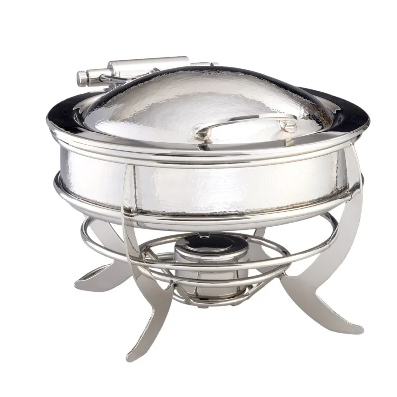 D.W.Haber Saturn Hammered Round Hinged Chafer L 18 1/4" W 15 3/4" H 12 1/2" - 2 Gal - 7.5 L -