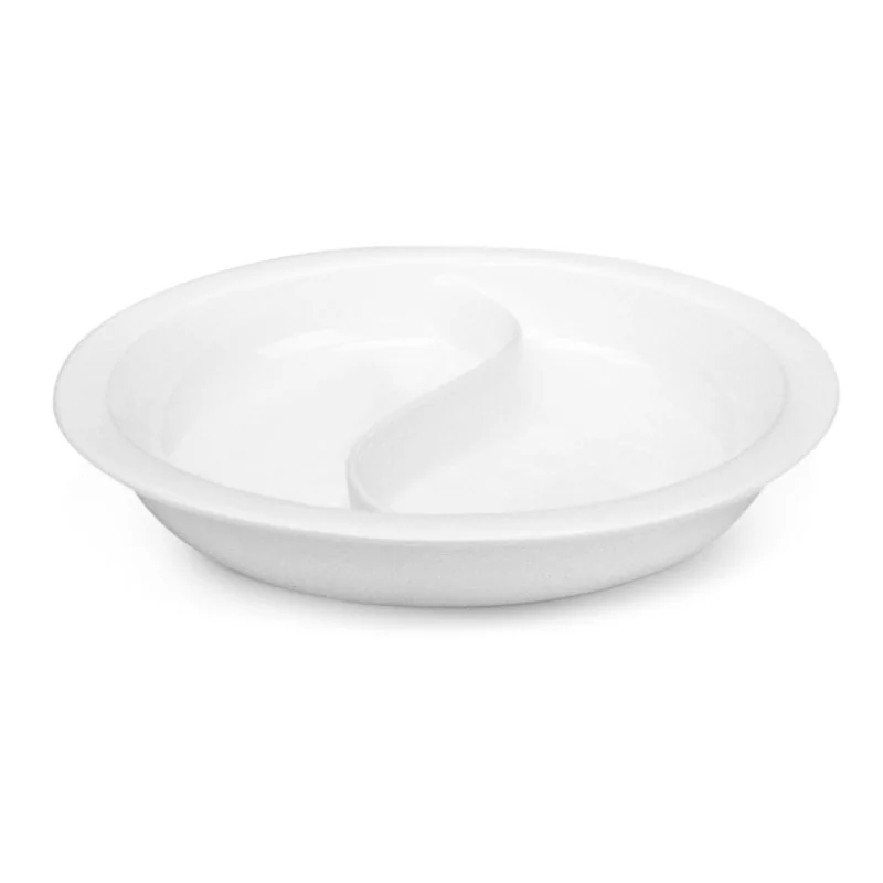 D.W.Haber White Round S Divided Porcelain Food Pan - D 15 1/4" H 3" - For 2 gal Round Chafer