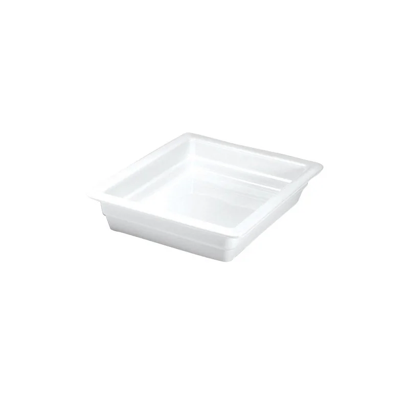 Hall Half Size Ceramic Food Pan L 12 3/4" W 10 3/8" H 2 1/2" - 2 3/4 Qt - White