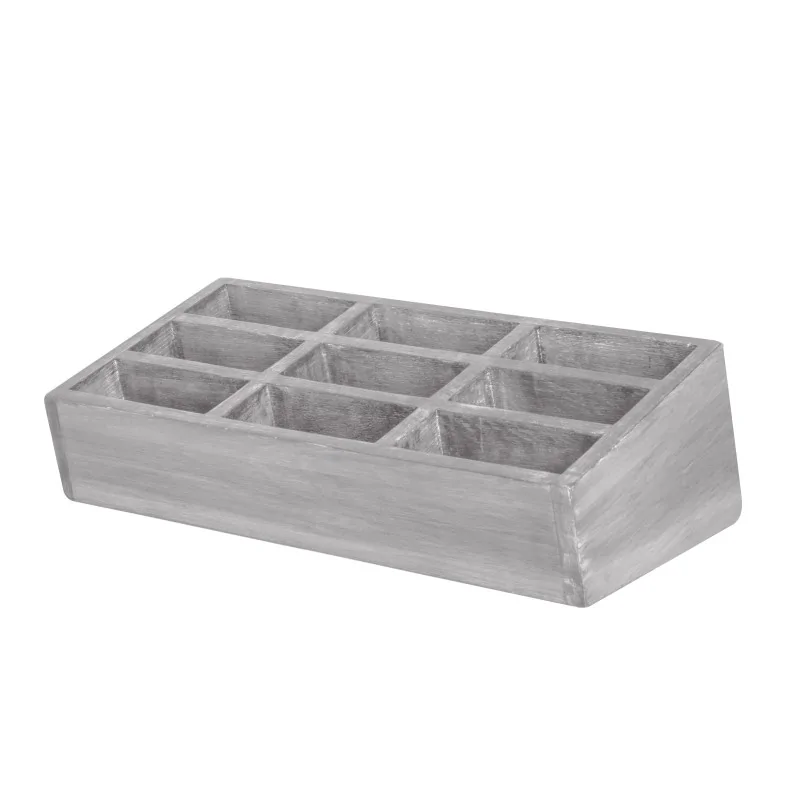 D.W.Haber Angled Condiment Caddy Nine Compartment Ash Grey New L 12 3/4" W 6 1/2" H 4"