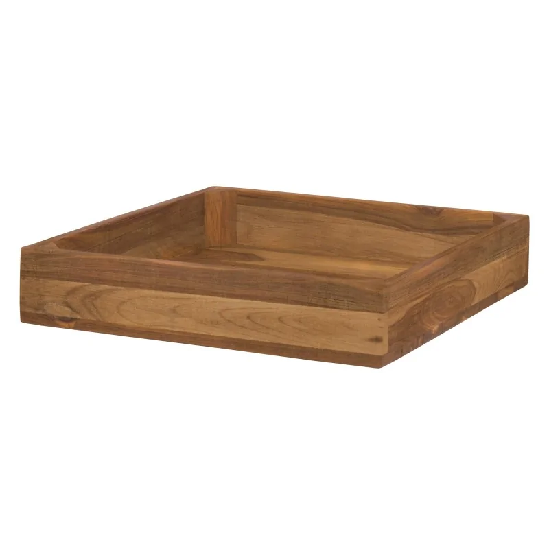 D.W.Haber Fusion Buffet Natural Teak Square Flat Basket L W 14"