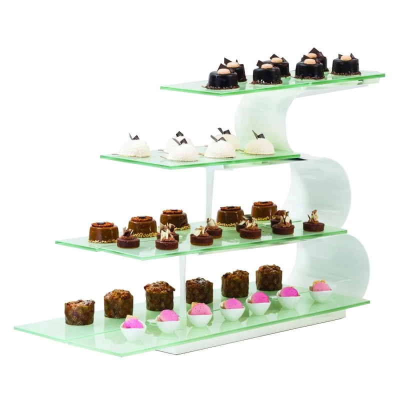 D.W.Haber White Wave 4 Tier Presentation Display Overall Dimensions With Glass Shelves L 40" W 16" H 25 1/2"