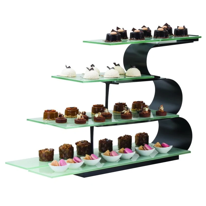 D.W.Haber Black Wave 4 Tier Presentation Display Overall Dimensions With Glass Shelves L 40" W 16" H 25 1/2"