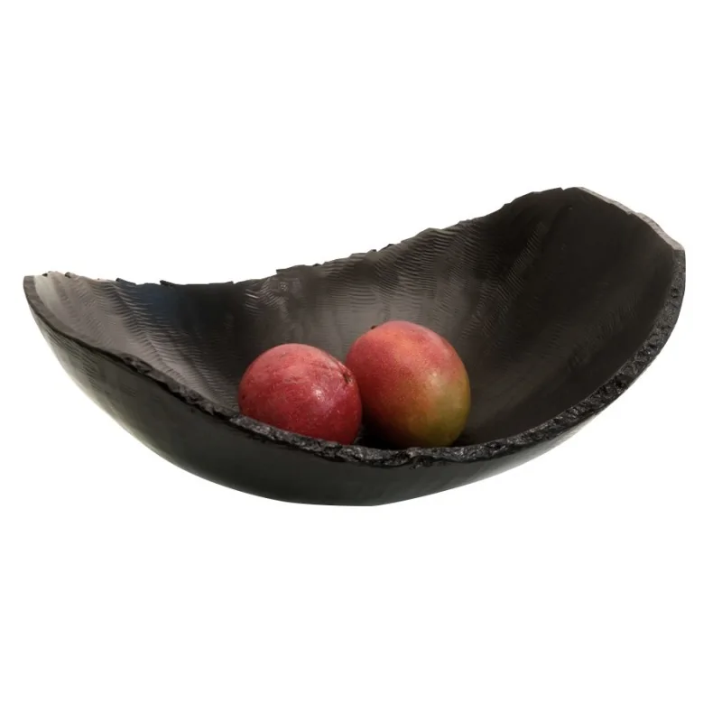 Kenny Mack Designs Resin Oval Bark Bowl - Espresso - L 18" W 14" H 6 1/2" - 1 1/4 gal -