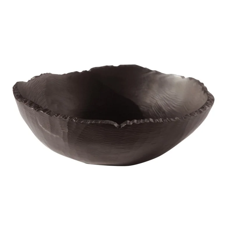 Kenny Mack Designs Resin Oval Bark Bowl - Espresso - L 10" W 8" H 3 1/4" - 1 qt -