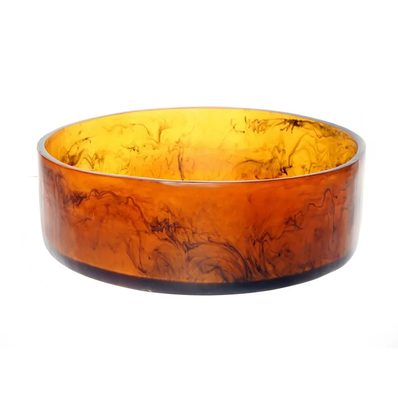 Kenny Mack Designs Resin Circle Bowl - Tortoise - D 13 1/2" H 4 1/2" - 1 3/4 gal -