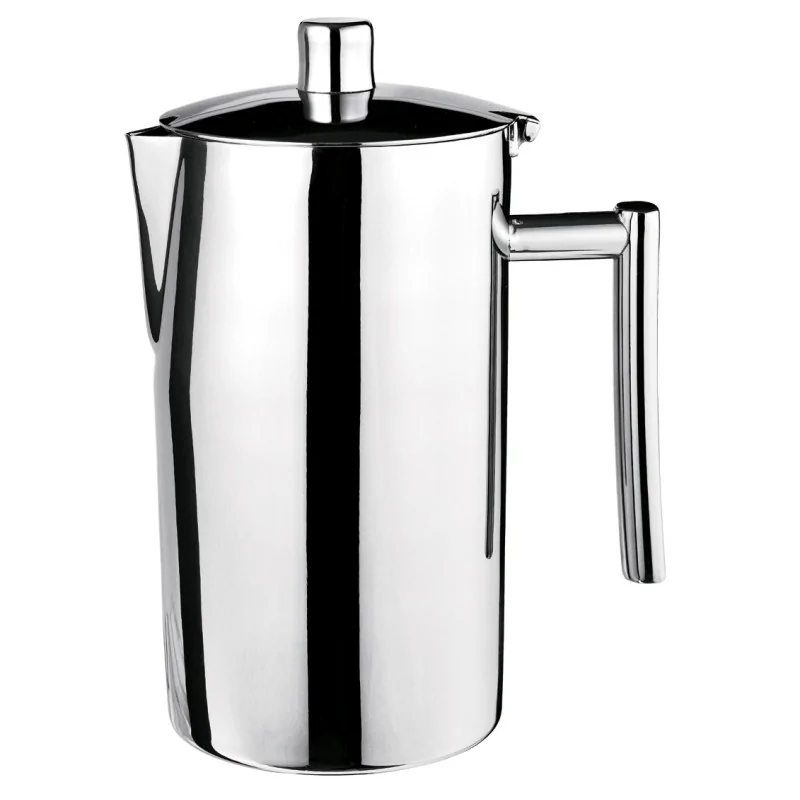 Worthy, Noble & Kent Single Wall Stainless Steel Coffee Pot L 7 1/2" W 4 5/8" H 9 1/4" - 2 1/4 Qt -