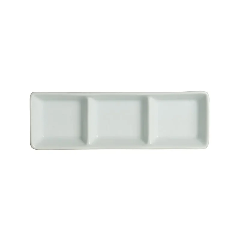 Varick DW A La Carte 3 Compartment Dish Rectangle 7 1/4'' x 2 3/8'' x 1'' (Each Well 3/4 Oz) A La Carte - Pack of 36