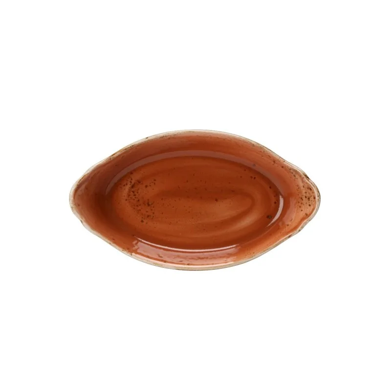 Steelite Performance Craft Terracott Oval Earred Dish 9 1/2'' x 5 1/2'' x 1 7/8'' (12 1/2 Oz) Craft Terracotta - Pack of 24