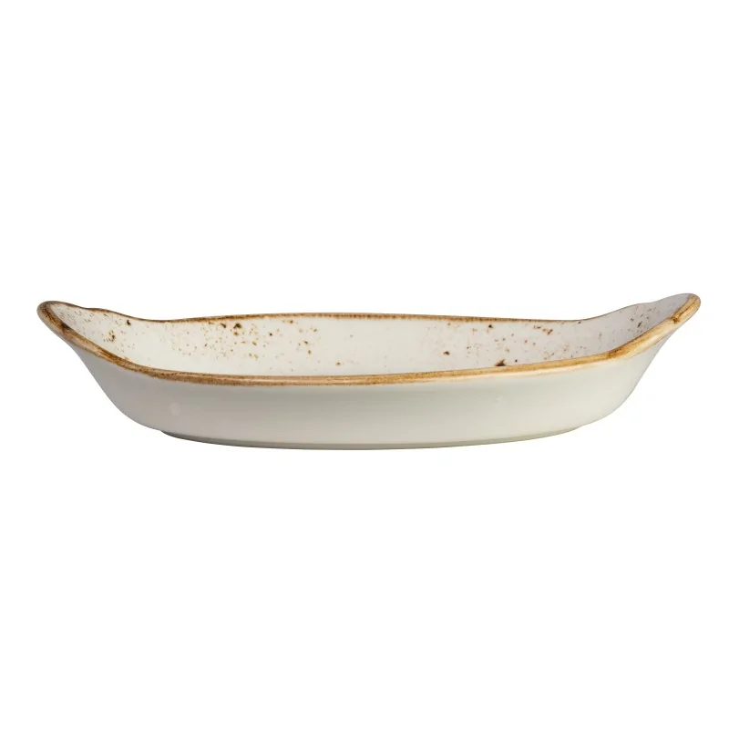 Steelite Performance Craft White Oval Earred Dish 9 1/2'' x 5 1/2'' x 1 7/8'' (12 1/2 Oz) Craft White - Pack of 24