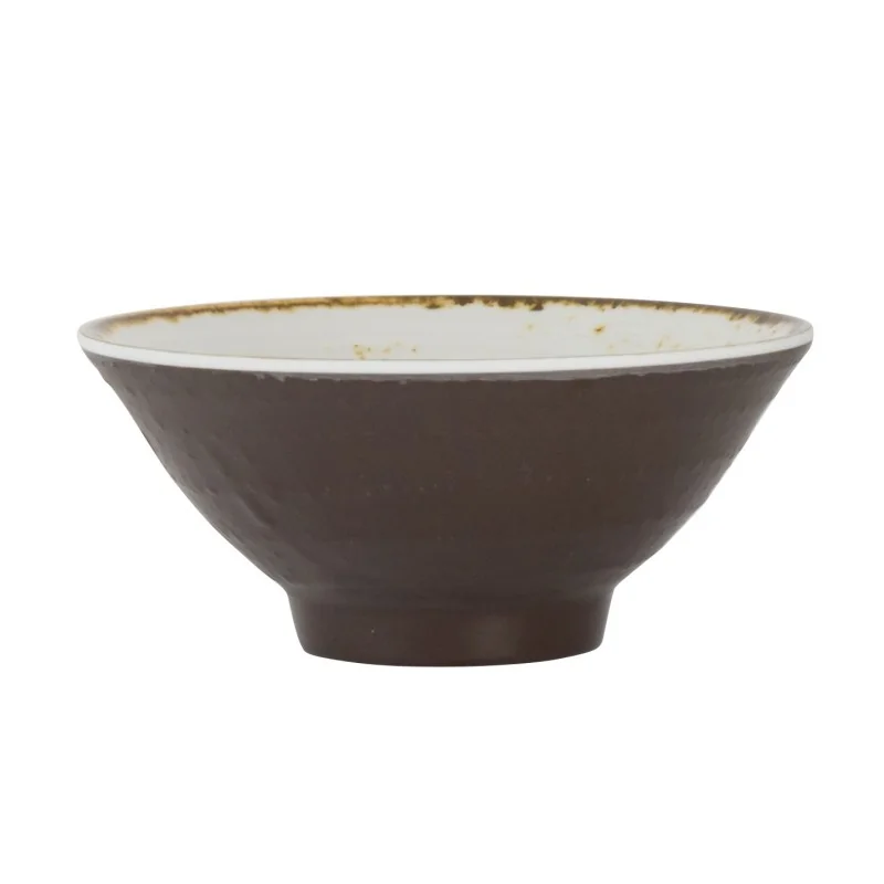 Creations Melamine Craft White Mel Two-Toned Brown Bowl 5 5/8'' x 2 3/8'' (14 Oz) Craft White Melamine - Pack of 6