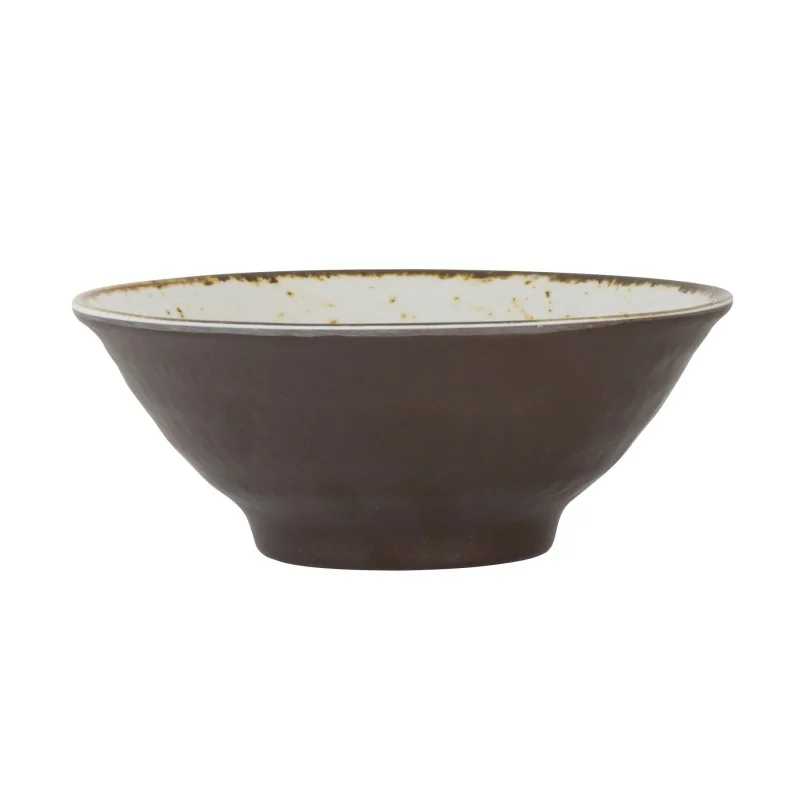 Creations Melamine Craft White Mel Two-Toned Brown Bowl 7 1/8'' x 2 3/4'' (23 Oz) Craft White Melamine - Pack of 6